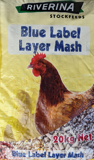 Riverina Blue Label Layer Mash 20kg at Buckhams General Produce