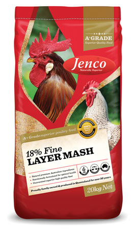 Jenco 18% FIne Layer Mash 20kg at Buckhams General Produce